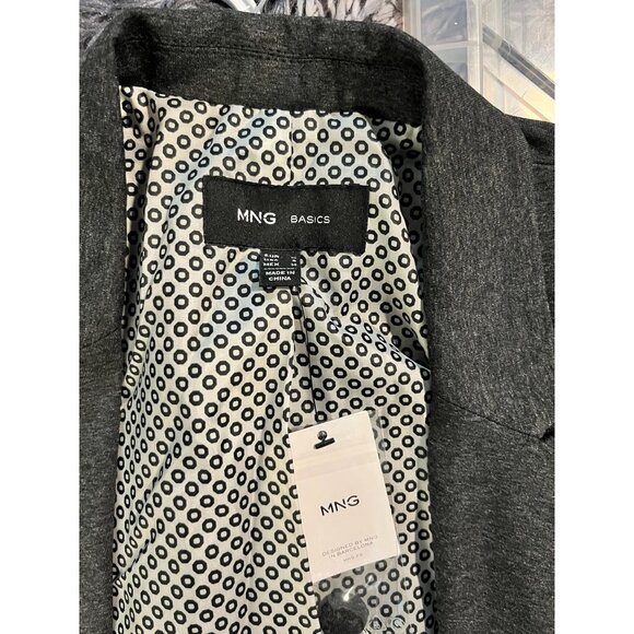MNG Basics NWT Womens Charcoal Blazer Jacket Patterned Lining - Picture 5 of 9